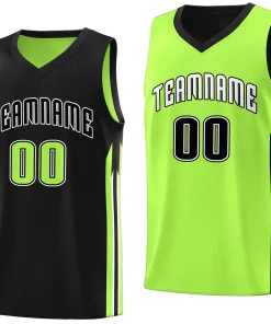 Custom Black Green Double Side Tops Training Basketball Jersey