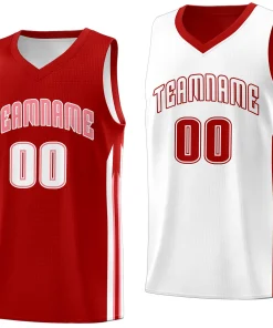 Custom Red White Double Side Tops Training Basketball Jersey