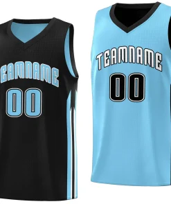 Custom Black Lt Blue Double Side Tops Training Basketball Jersey