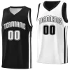 Custom Black White Double Side Tops Training Basketball Jersey
