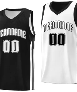 Custom Black White Double Side Tops Training Basketball Jersey
