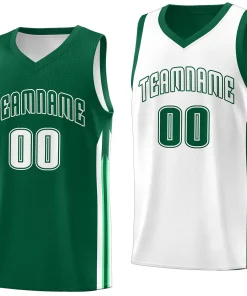 Custom Green White Double Side Tops Men Basketball Jersey