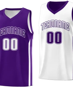 Custom Purple White Double Side Tops Training Basketball Jersey