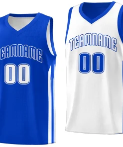 Custom Royal White Double Side Tops Training Basketball Jersey
