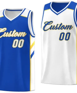 Custom Royal White-Yellow Double Side Tops Fashion Basketball Jersey