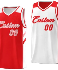 Custom Red White Double Side Tops Casual Basketball Jersey