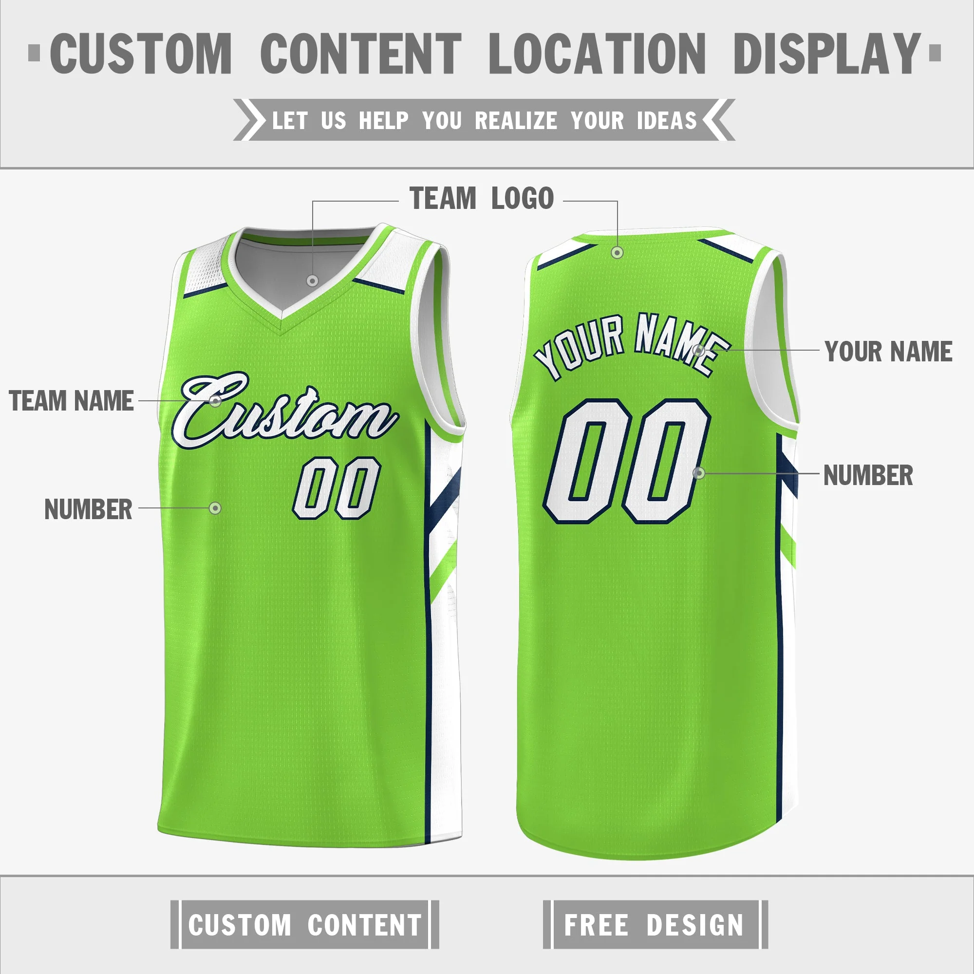 Custom Green Double Side Tops Training Basketball Jersey - Image 2