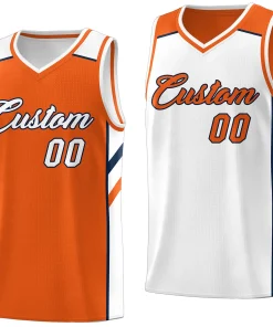 Custom Orange White Double Side Tops Casual Basketball Jersey