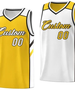 Custom Yellow White Double Side Tops Casual Basketball Jersey