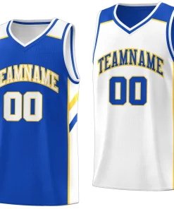 Custom Royal White Double Side Tops Breathable Training Basketball Jersey