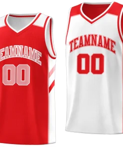 Custom Red White Double Side Tops Breathable Training Basketball Jersey