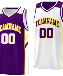 Custom Purple White Double Side Tops Breathable Training Basketball Jersey