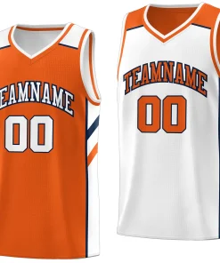 Custom Orange White Double Side Tops Athletic Basketball Jersey