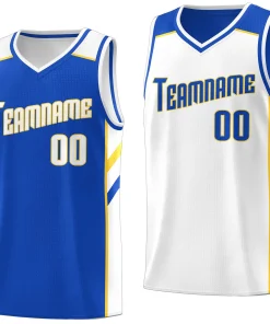Custom Royal White Double Side Tops Athletic Sports Basketball Jersey