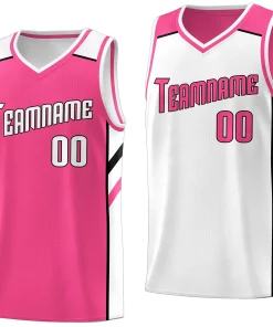 Custom Pink White Double Side Tops Athletic Sports Basketball Jersey
