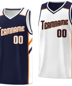 Custom Navy White Double Side Tops Sports Vest Basketball Jersey