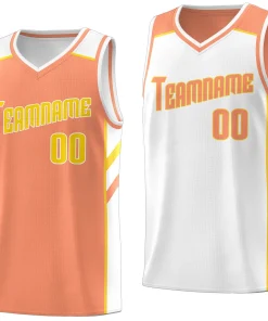 Custom Orange White Double Side Tops Training Basketball Jersey