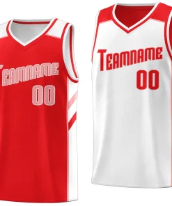 Custom Red White Double Side Tops Sports Vest Basketball Jersey