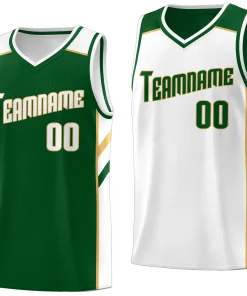 Custom Green White Double Side Tops Training Basketball Jersey