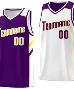 Custom Purple White Double Side Tops Sports Vest Basketball Jersey
