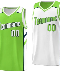 Custom Green White Double Side Tops Sports Vest Basketball Jersey