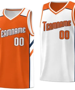 Custom Orange White Double Side Tops Athletic Sports Basketball Jersey