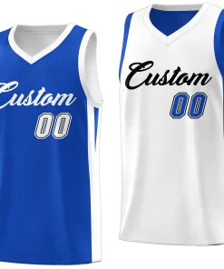 Custom Royal White Double Side Tops Athletic Basketball Jersey