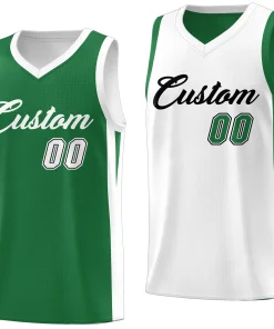 Custom Green White Double Side Tops Athletic Basketball Jersey