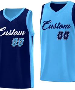 Custom Navy Blue Double Side Tops Athletic Basketball Jersey
