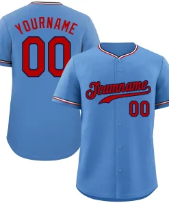 Custom Light Blue Red-Navy Classic Style Authentic Baseball Jersey