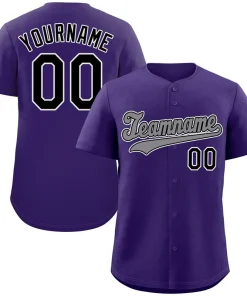 Custom Purple Gray-White Classic Style Authentic Baseball Jersey