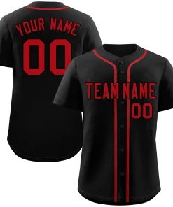 Custom Black Red Classic Style Authentic Baseball Jersey
