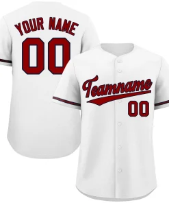Custom White Red-Navy Classic Style Authentic Baseball Jersey