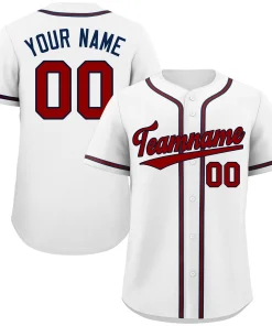Custom White Red-Navy Classic Style Authentic Baseball Jersey
