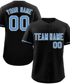 Custom Black Powder Blue-White Classic Style Authentic Baseball Jersey