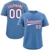Custom Light Blue White-Red Hook Classic Style Authentic Baseball Jersey
