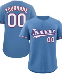Custom Light Blue White-Red Hook Classic Style Authentic Baseball Jersey