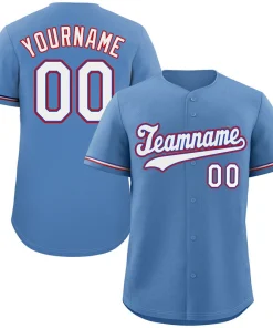 Custom Light Blue White-Red Hook Classic Style Authentic Baseball Jersey