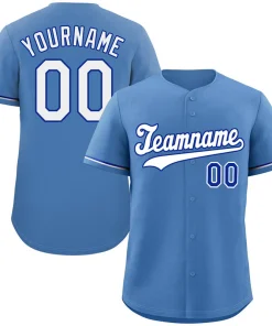 Custom Light Blue White-Navy Hook Classic Style Authentic Baseball Jersey