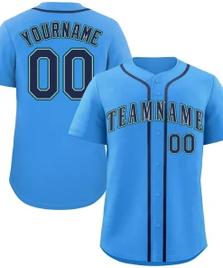 Custom Powder Blue Navy-Aqua Classic Style Authentic Baseball Jersey