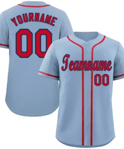 Custom Light Blue Red-Navy Classic Style Authentic Baseball Jersey