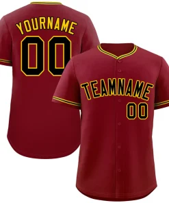 Custom Crimson Black-Gold Bull Classic Style Authentic Baseball Jersey