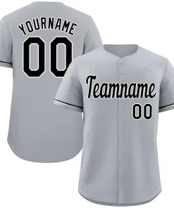 Custom Gray Black-White Classic Style Authentic Baseball Jersey