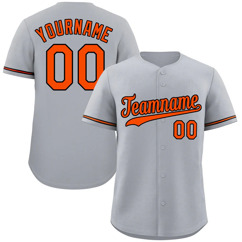 Custom Gray Orange-Black Classic Style Authentic Baseball Jersey