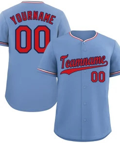 Custom Light Blue Red-Navy Classic Style Authentic Baseball Jersey