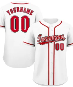 Custom White Red-Black Classic Style Authentic Baseball Jersey