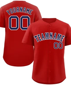 Custom Red Navy-White Classic Style Authentic Baseball Jersey