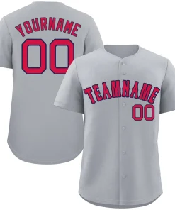 Custom Gray Red-Navy Classic Style Authentic Baseball Jersey