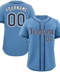 Custom Powder Blue Navy-White Classic Style Authentic Baseball Jersey