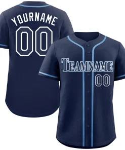 Custom Navy Navy-Powder Blue Classic Style Authentic Baseball Jersey